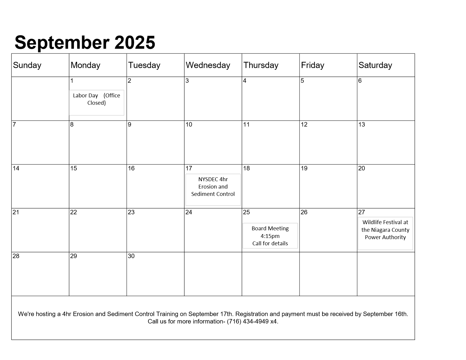 Calendar showing month of September